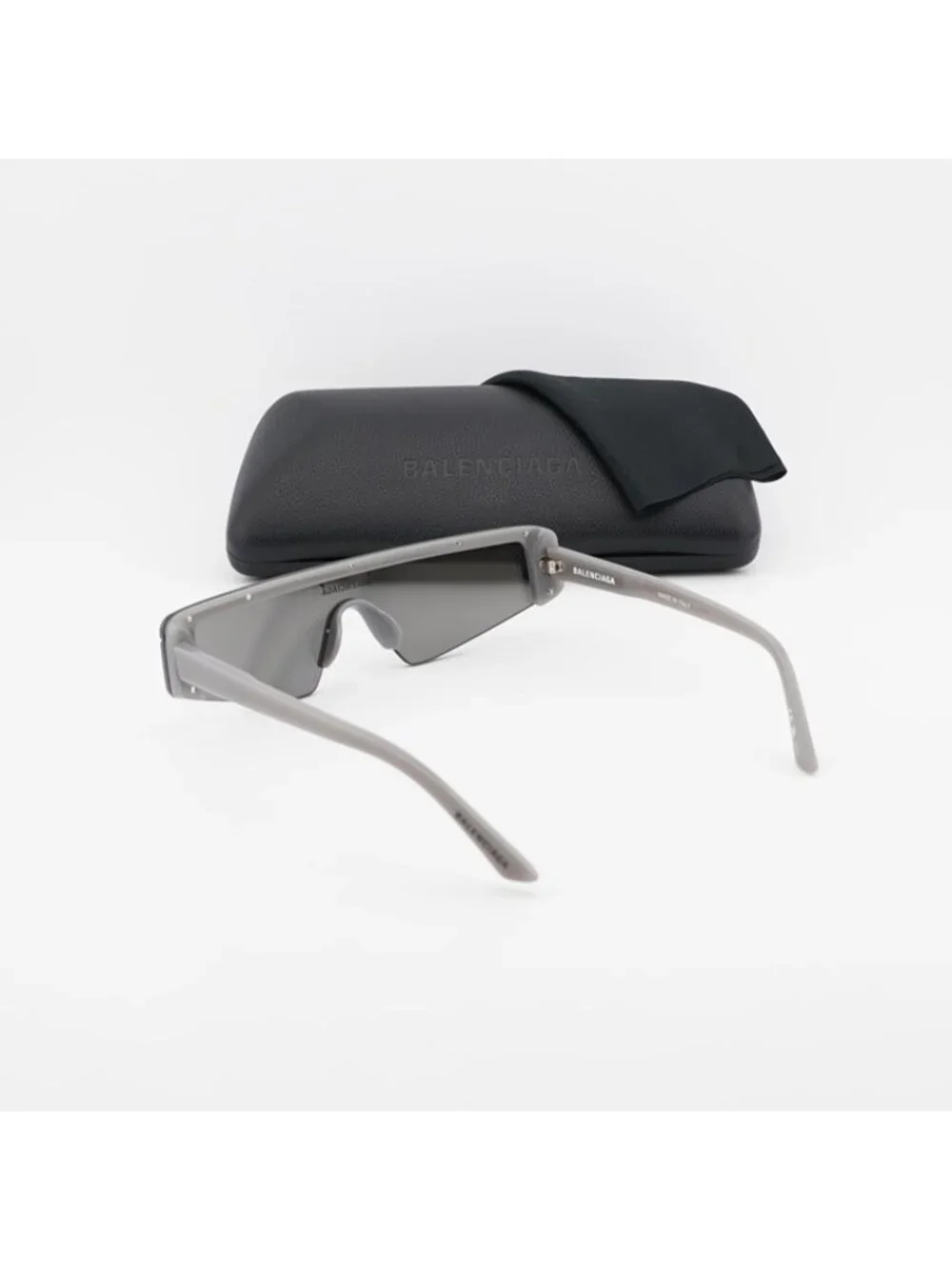 Balenciaga BB0003S 011 Sunglasses Grey Shield Frame, Silver Mirror Lenses